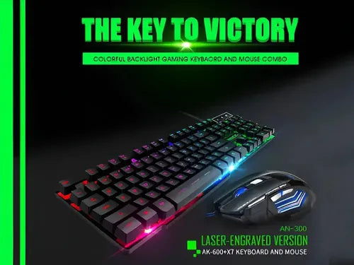 Kit Teclado Y Mouse Gamer Rgb An-300 Negro