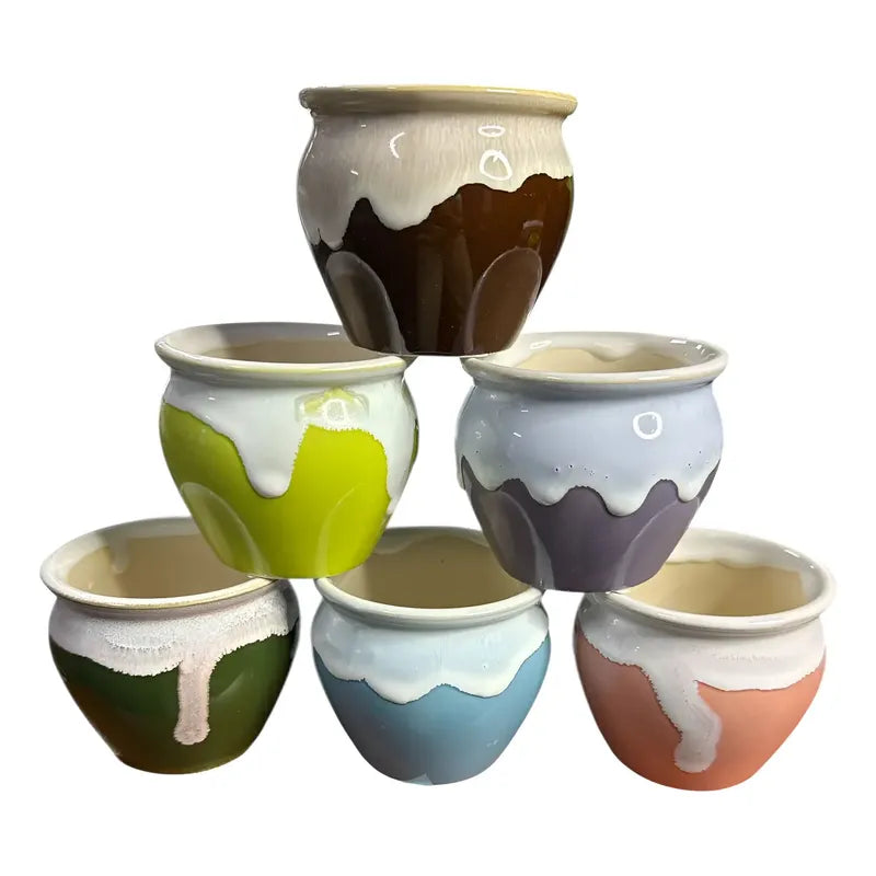 Pack 3 Maceteros Cerámica Decorativos 8cm Plantas Suculentas Vario
