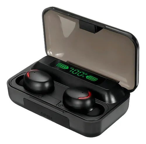 Audífonos Inalámbricos Bluetooth F9 Negro Luz Led In-ear Luz Azul Marino