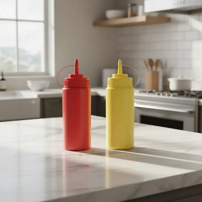Pack 2 Dispensador Salsas Kétchup Mayonesa Ají 700ml Rojo-amarillo