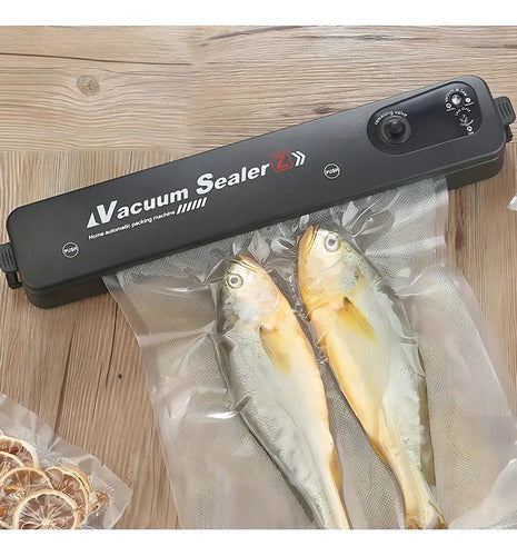 Maquina Selladora Al Vacio Para Alimentos Cocina + 10 Bolsa Negro