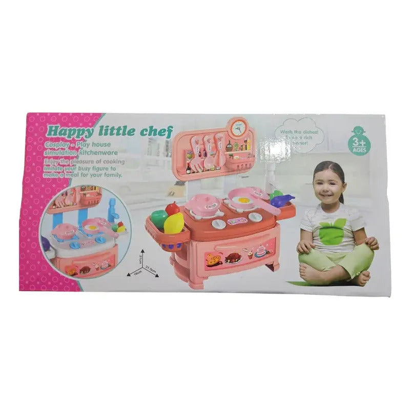 Set Chef De Cocina 20 Piezas Para Niñas Rosa