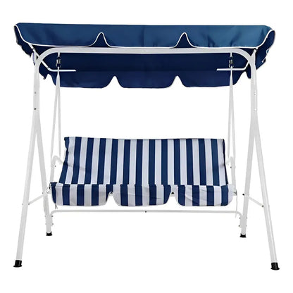 Sillón Columpio 3 Personas Rayas Azul Azul