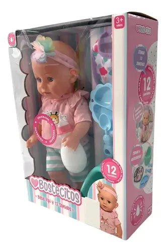 Muneca 36cm C/12 Sonidos Y Hace Pipi