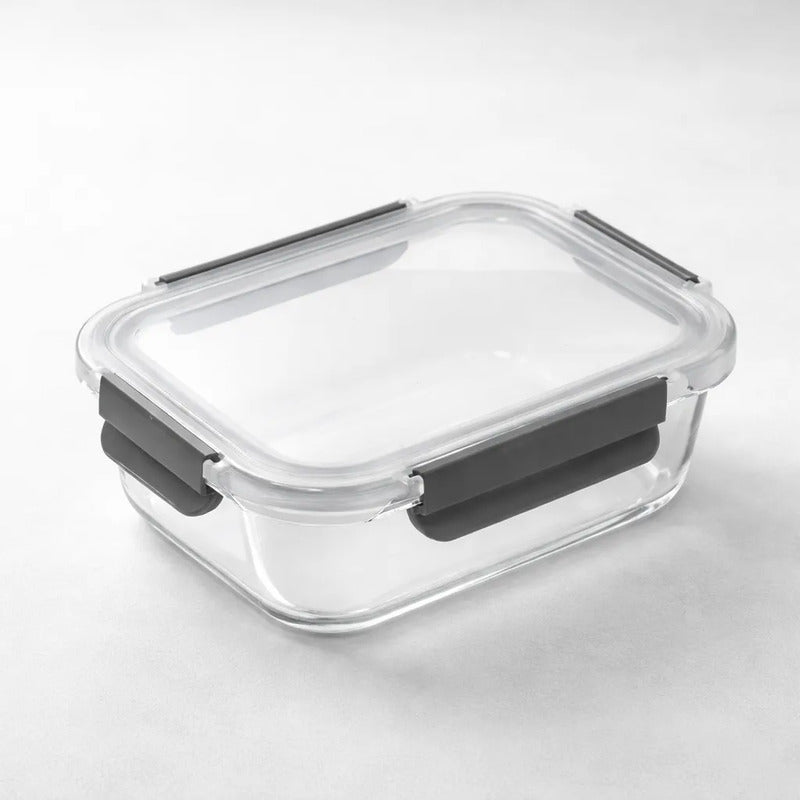 Set 3 Tupper Hermético Vidrio 640ml Transparente