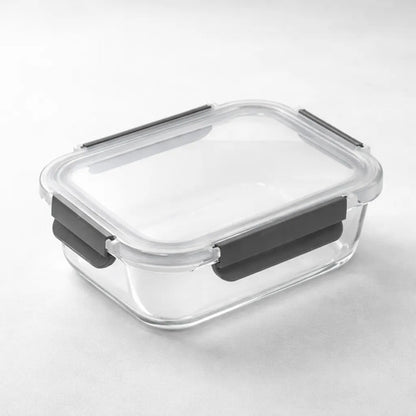 Set 3 Tupper Hermético Vidrio 640ml Transparente