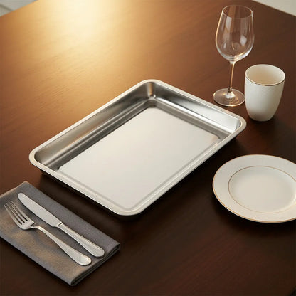 Pack De 3 Platos De Acero Inoxidable 50 X 35 4.8cm Plateado