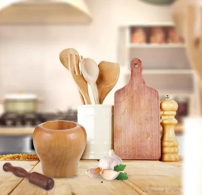 Mortero De Madera Baoma Con Pilón, Para Especias Y Hierbas Marrón