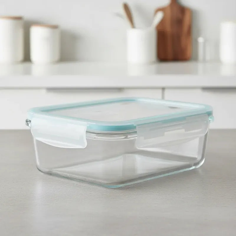 Set 4 Tupper Hermético Vidrio 640 Ml Transparente