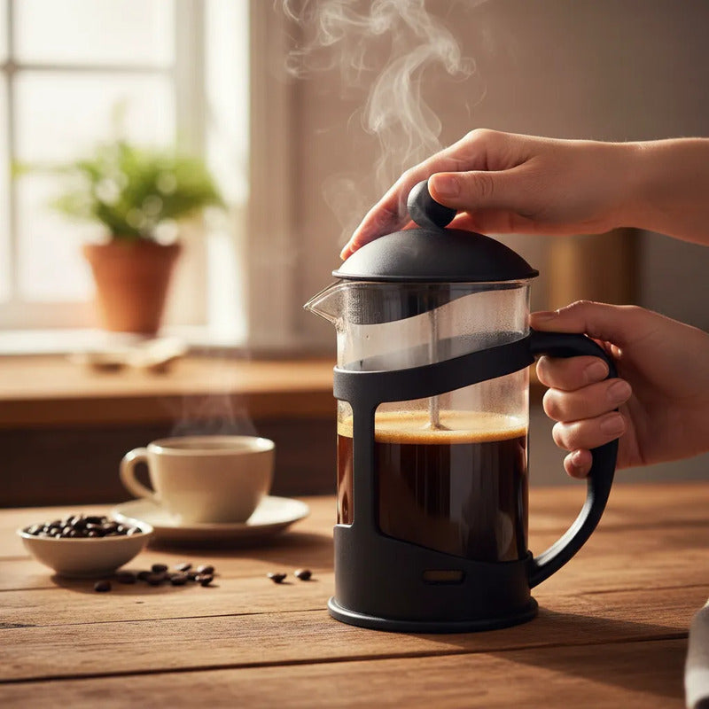 Cafetera Prensa Francesa 1000ml Vidrio Acero Café Té Manual Negro