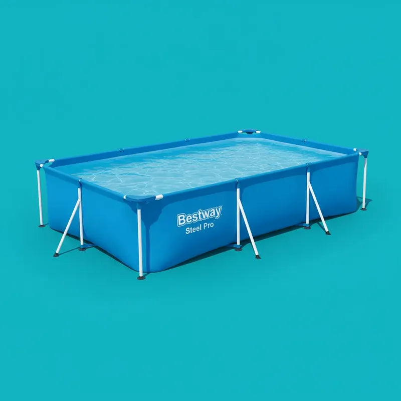 Pileta Estructural Rectangular Bestway Steel Pro 56404 Con C Azul Liso