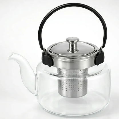 Tetera Infusor De Vidrio Té Infusor Acero Inoxidable 1.2l Transparente
