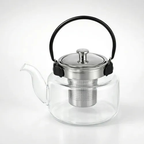 Tetera Infusor De Vidrio Té Infusor Acero Inoxidable 1.2l Transparente