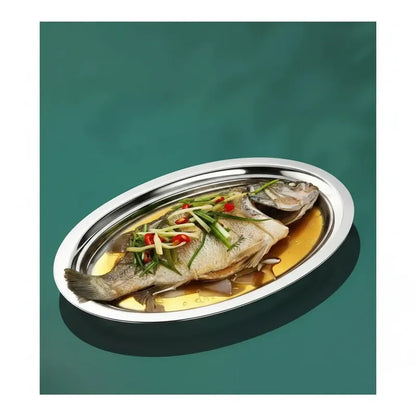 Pack 3 Bandejas Ovalada De Acero Plato Ensaladas Comida 30cm Acero Inoxidable