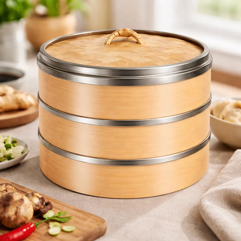 Olla Vaporera De Bambu De Cesta 18 Cm Bambú