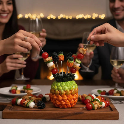 Porta Brochetas De Fruta Diseño Piña Naranja