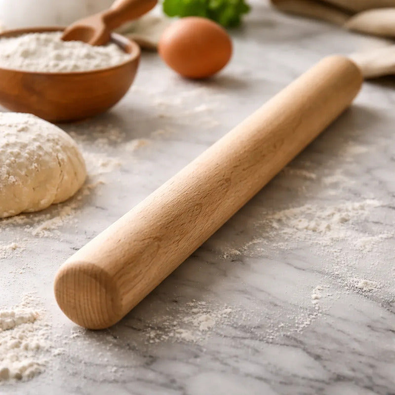 Rodillo De Madera Para Masas De Pizza O Pan 50cm Madera