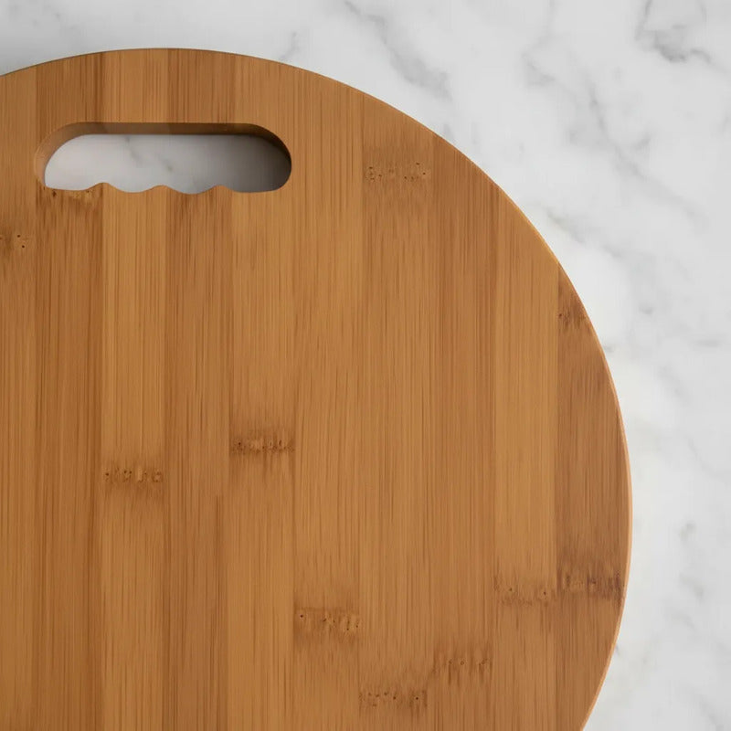 Tabla Para Picar Y Cortar De Madera Circular 32cm Liso Lisa Bambú