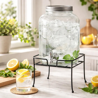 Dispensadores De Vidrio Para Bebidas Y Jugos Con Atril 8lts Vidrio