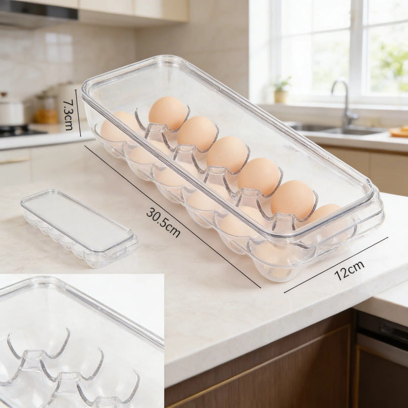 Bandeja Porta Huevos Organizador Refrigerador Apilable Transparente
