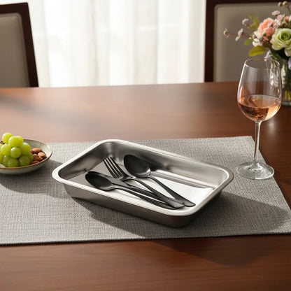 Plato De Acero Inoxidable 36 X 27  4.8cm Plateado