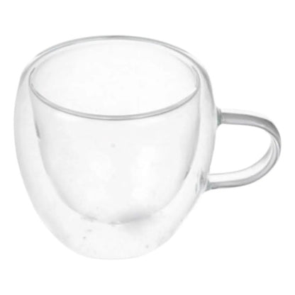 Pack 4 Tazas De Vidrio Doble Pared Con Asa 250 Ml Transparente