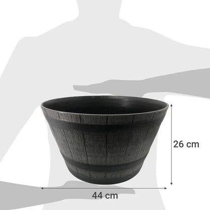 Macetero Look Barril 44×26cm Negro
