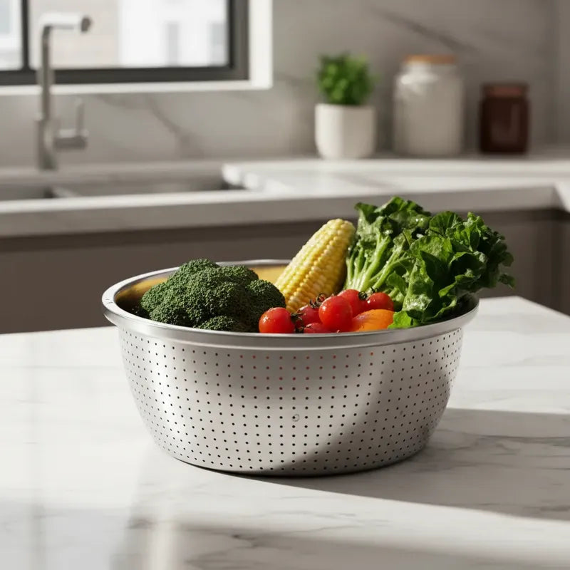Colador Escurridor Acero Inoxidable 34cm Pasta Cocina Acero Inoxidable