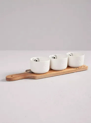 Set De Pocillos Más Tabla De Madera