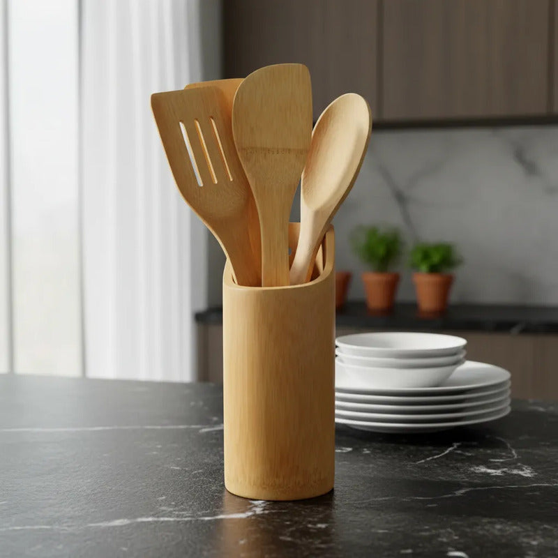 Set 4 Utensilios Cucharón De Madera