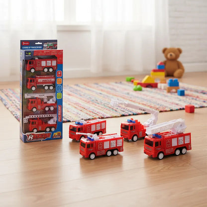 Pack 4 Mini Autos Camiones De Bomberos Juguete Para Niños Auto Varios