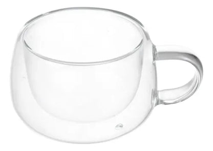 Pack 4 Tazas De Vidrio Doble Pared Redondeada 220 Ml