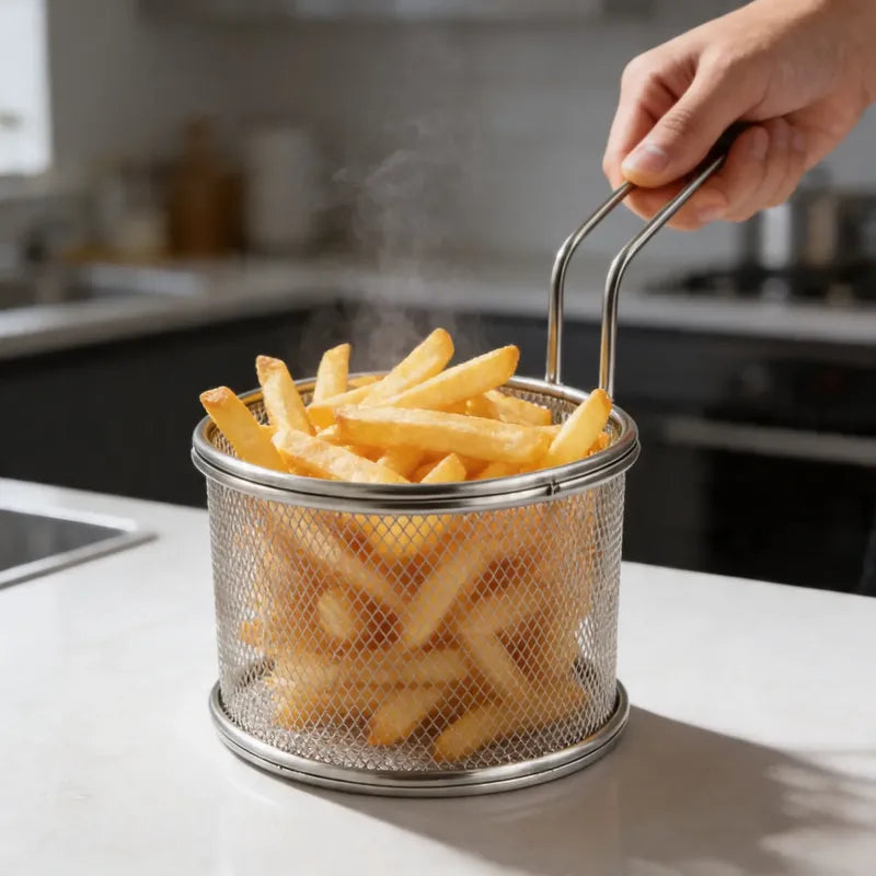 Canasto Canastillo Freidor Papas Fritas 13x9 Cm Cesta Metal