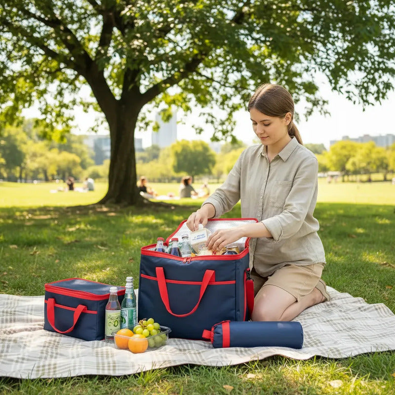 Bolso Térmico Cooler 25l Comida Bebidas Picnic Azul Oscuro