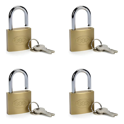 Pack 4 Candado Dorado De 50 Mm 3 Llaves Dorado