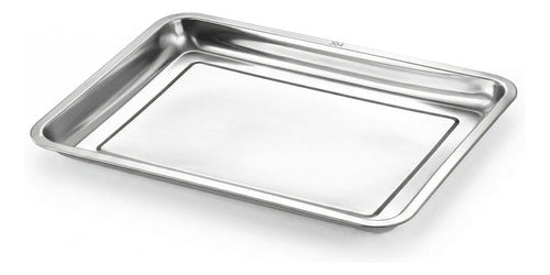 Pack 3 Bandeja De Acero Inoxidable 32 X 22 2cm Plateado