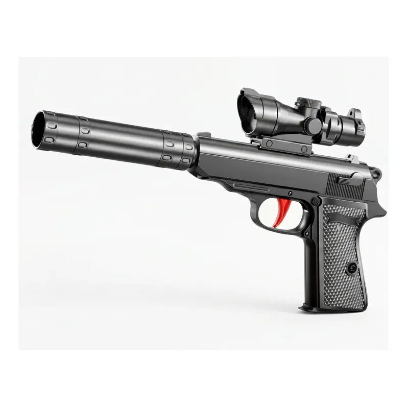 Pistola Con Silenciador , Balines De Agua Negro