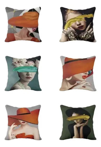 Pack X6 Fundas De Cojines 45x45 Cm, Multicolor Modelo
