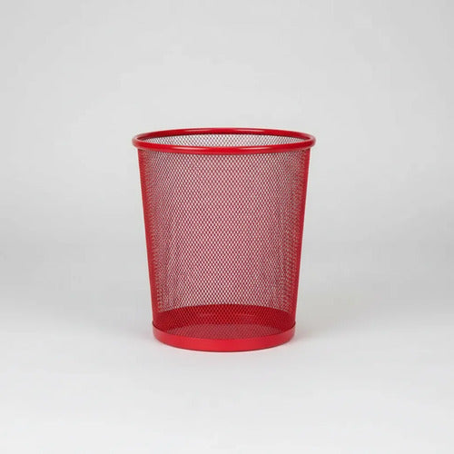 Basurero Metálico De 23 X 27 Cm Rojo