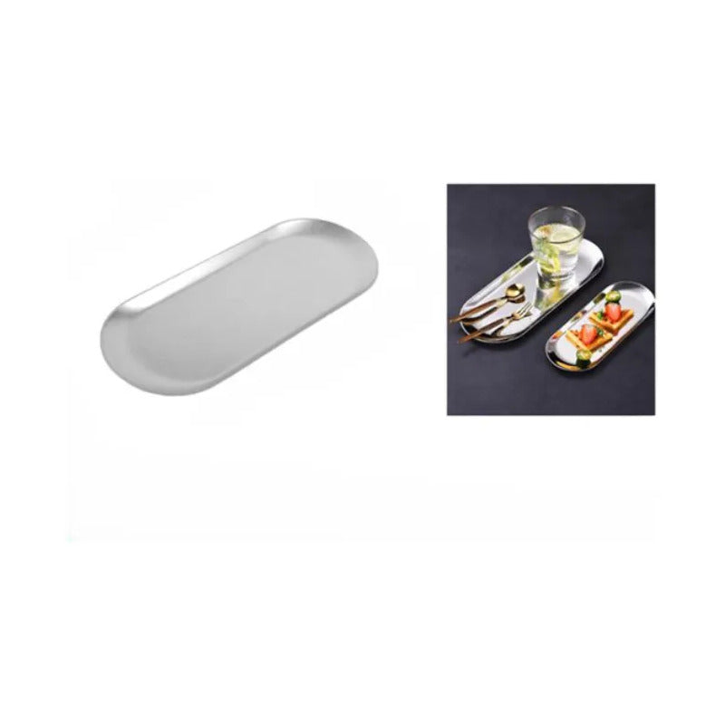 Pack 2 Bandeja Ovalada Acero 22.5cm Acero Inoxidable