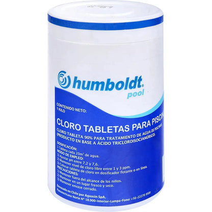 Dispensador De Cloro Para Piscina + Tabletas De Cloro 1 Kg Azul