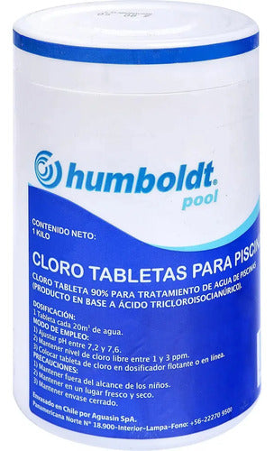 Dispensador De Cloro Para Piscina + Tabletas De Cloro 1 Kg Azul