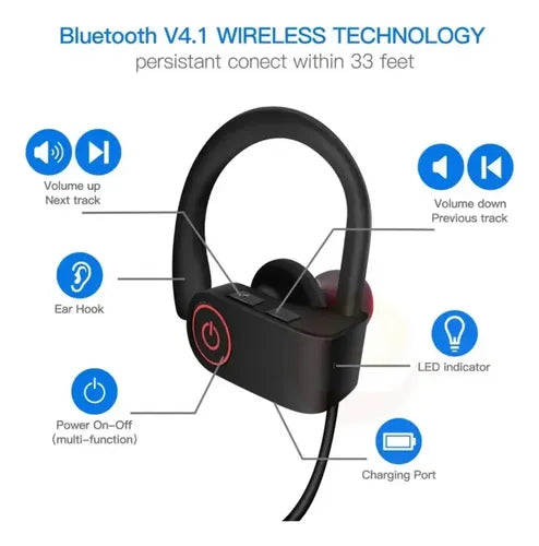 Audífonos U8 Inalámbrico Deportivo Negro