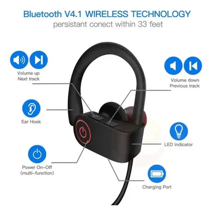 Audífonos U8 Inalámbrico Deportivo Negro