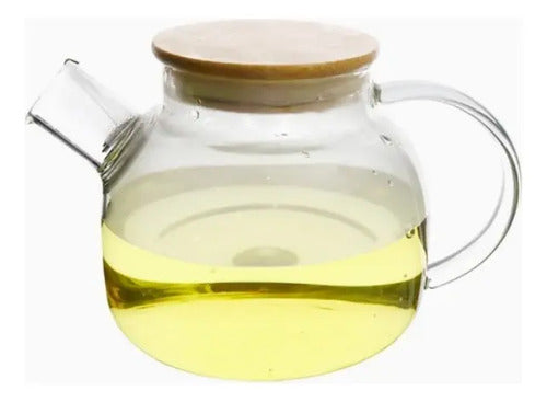 Tetera De Vidrio Transparente 1 Litro Caliente/frio Color Bl Blanco