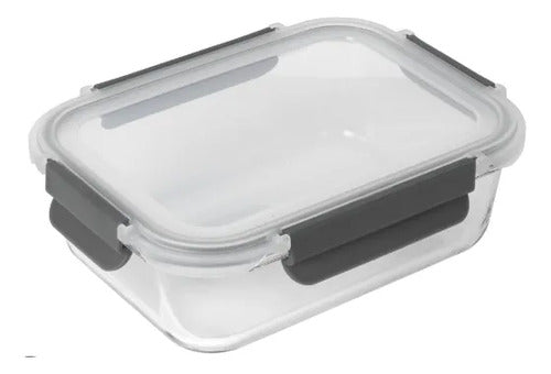 Set 4 Tupper Hermético Vidrio 370ml Transparente