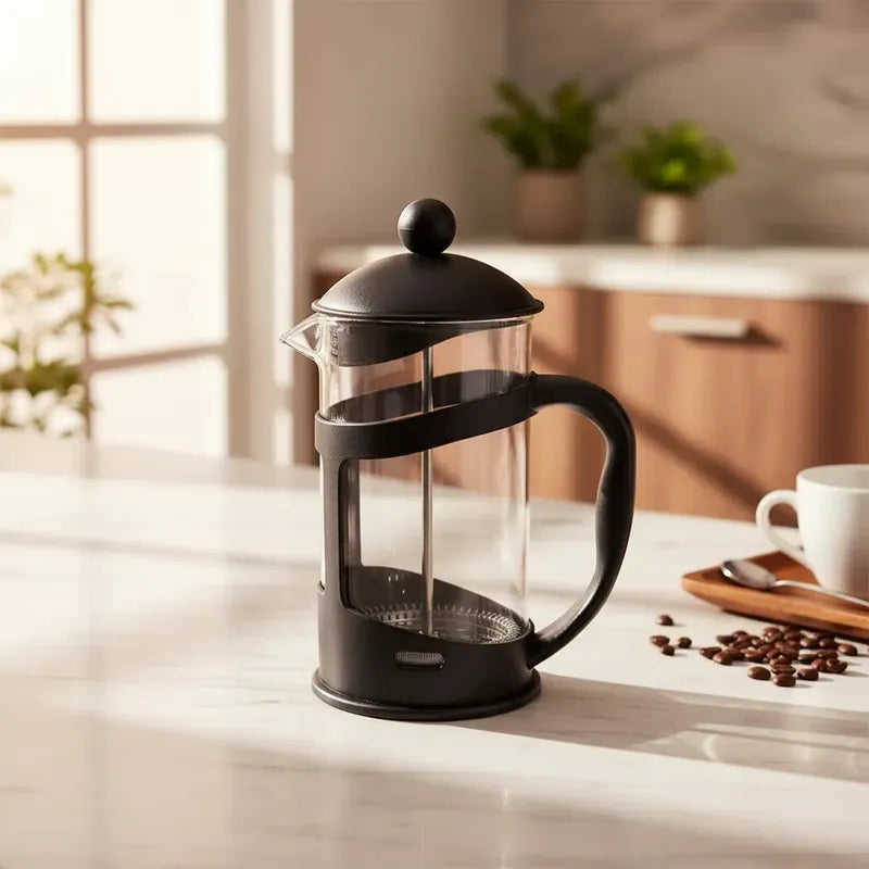 Cafetera Prensa Francesa 1000ml Vidrio Acero Café Té Manual Negro