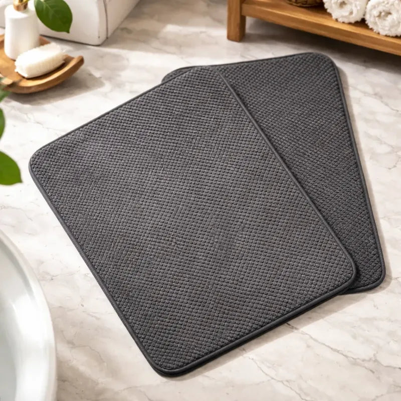 Set De Pisos Para Baño Espuma 2 Piezas Gris Gris