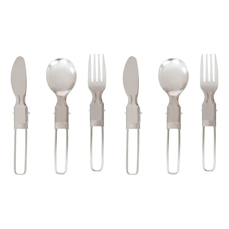 Set Accesorios Cocina Camping Inox 2 Personas Plateado