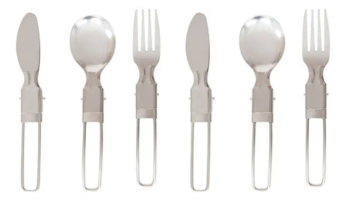 Set Accesorios Cocina Camping Inox 2 Personas Plateado